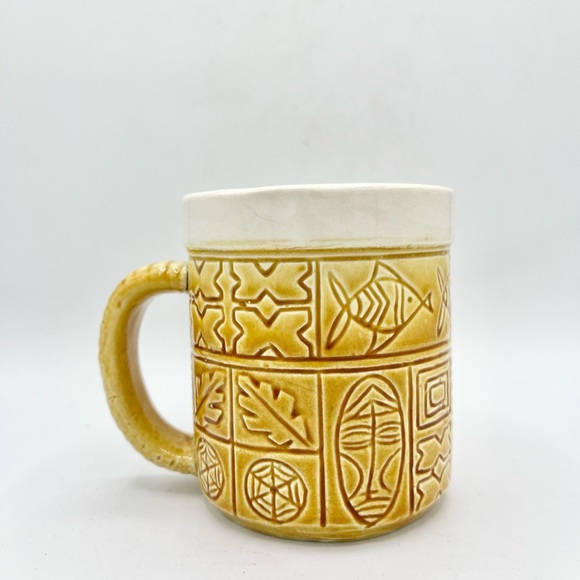 Vintage Unique 70’s Secla Portugal Mug Mask Fish Spiderweb EUC 3.5”T - Picture 2 of 4